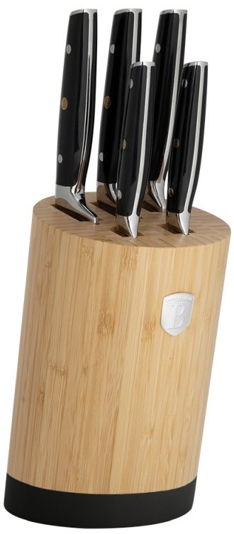 BerlingerHaus Black Silver Collection Sada nožů s kulatým stojanem BAMBOO 6 ks
