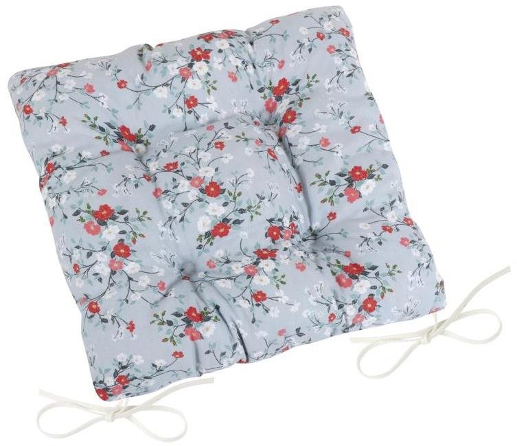 BELLATEX Sedák DITA 41/402 - prošívaný, 40 × 40, kvítí na šedé