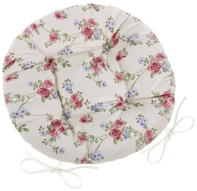 BELLATEX Sedák DITA 62/404 - kulatý, prošívaný, prům.40cm, pnoucí růžička