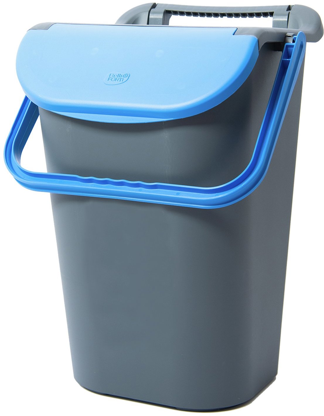 Belli E Forti Koš na tříděný odpad TOWER, stohovatelný, šedý, plast, modré víko, 40 l