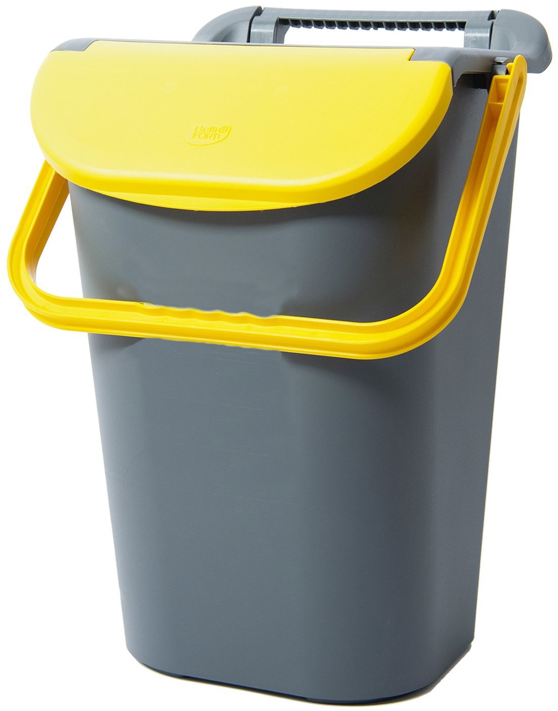 Belli E Forti Koš na tříděný odpad TOWER, stohovatelný, šedý, plast, žluté víko, 40 l