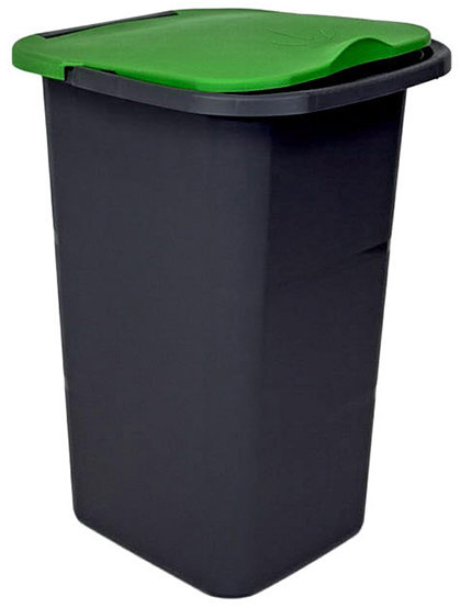 Belli E Forti Koš na tříděný odpad PREMI, šedý, plast, zelené víko, 24 l