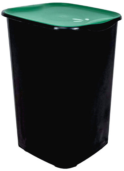 Belli E Forti Koš na tříděný odpad RECYCLING, černý, plast, zelené víko, 50 l