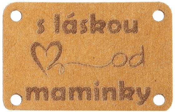 BELLATEX Nášivka "s láskou od maminky" papírová 30 × 20 mm 400983 - sada 6 ks
