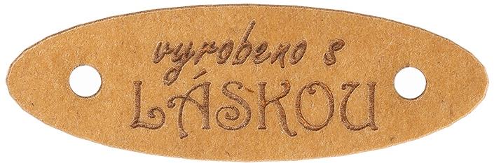 BELLATEX Nášivka "vyrobeno s Láskou" papírová 40 × 13 mm 359760 - sada 6 ks