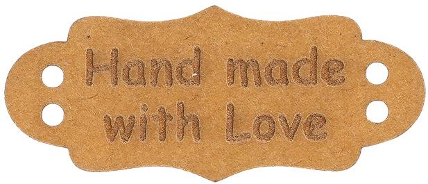 BELLATEX Nášivka "HAND MADE WITH LOVE" papírová 40 × 17 mm 401192 - sada 6 ks
