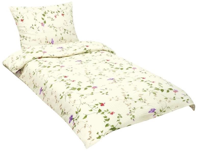 Bellatex povlečení krep 80/497 fialky na smetanové 140x200, 70x90
