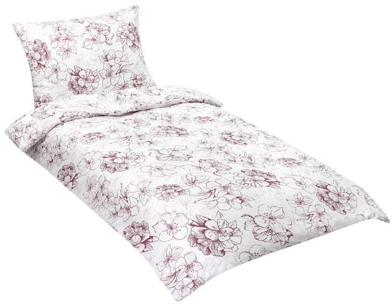 Bellatex povlečení bavlna 90/184 140x200, 70x90 vínový květ