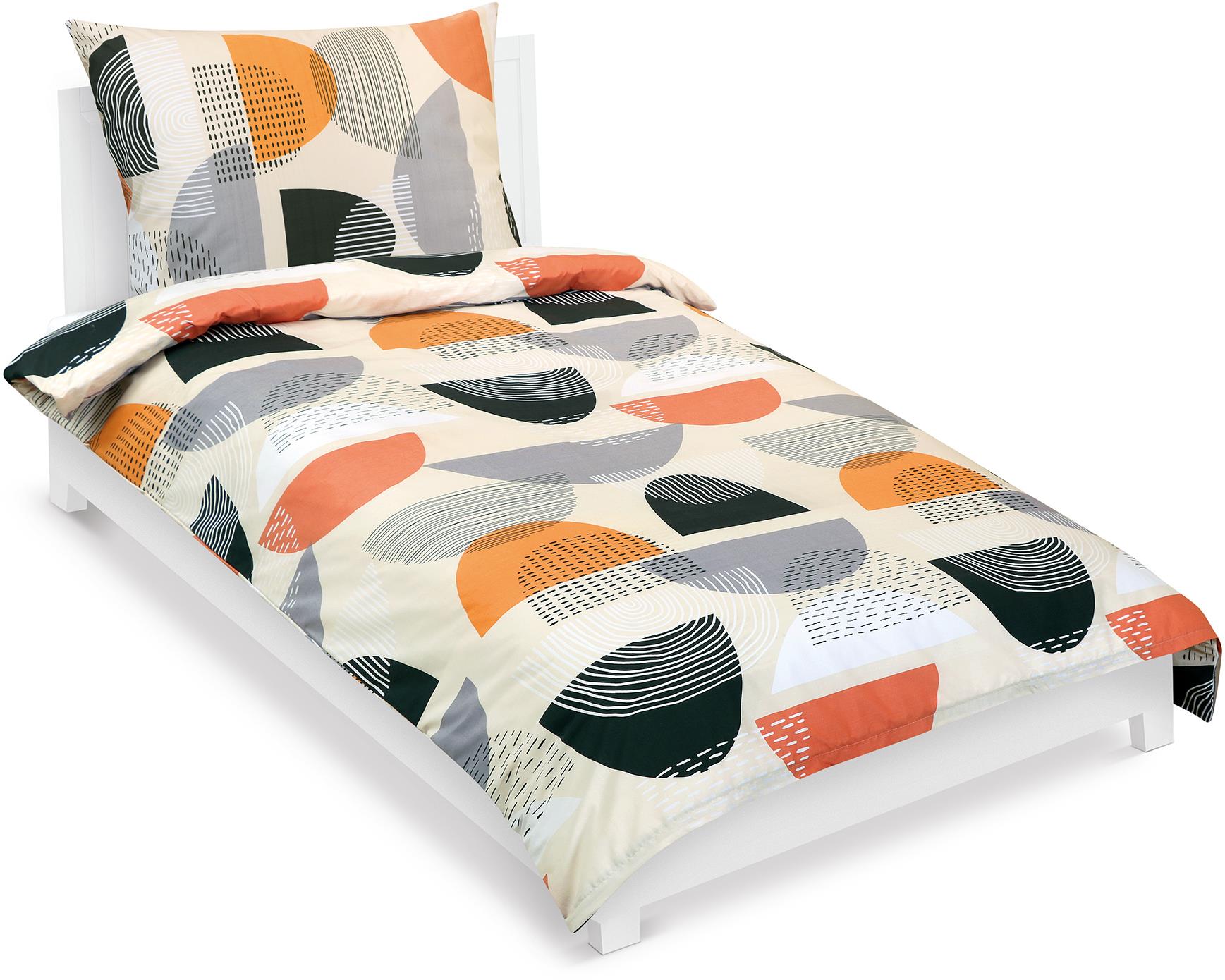 BELLATEX Povlečení bavlna 90/203 oranžový půlkruh, 140 × 200 cm, 70 × 90 cm