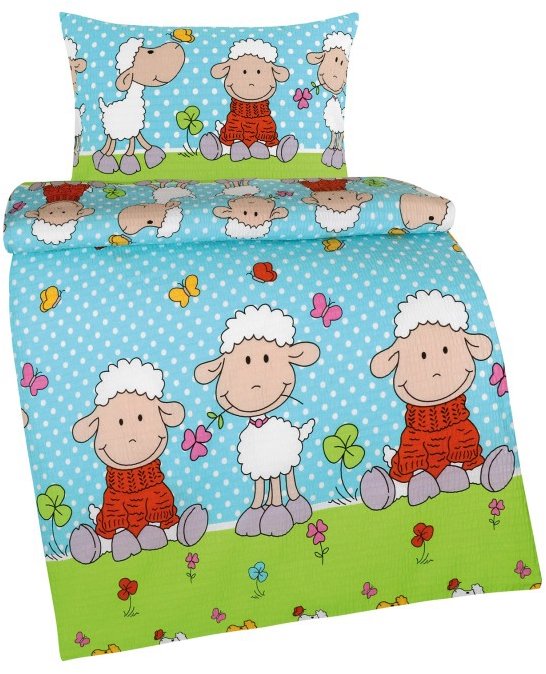 BELLATEX Povlečení dětské AGÁTA KREP 80/050 ovečka modrá 90 × 135,45 × 60