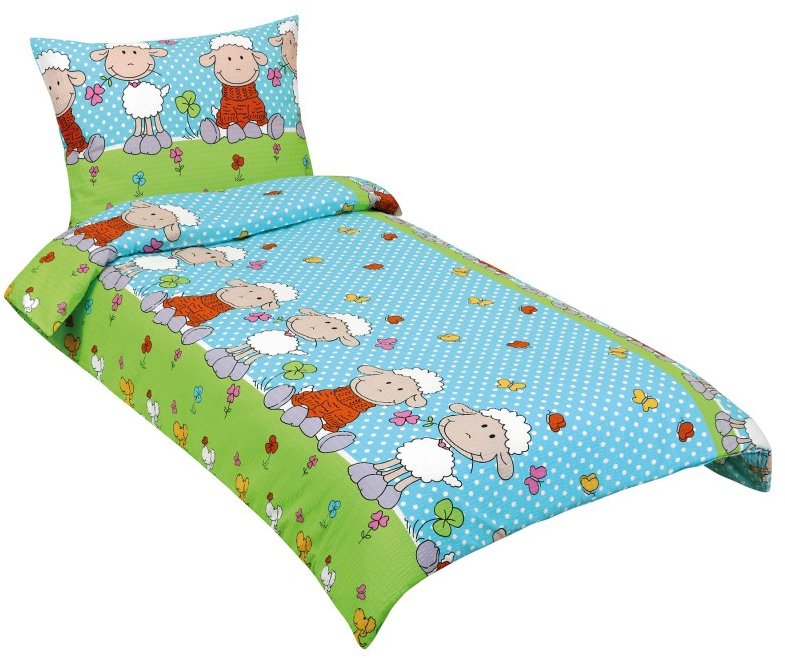 BELLATEX Povlečení Junior KREP 80/050 ovečka modrá 140 × 200, 70 × 90