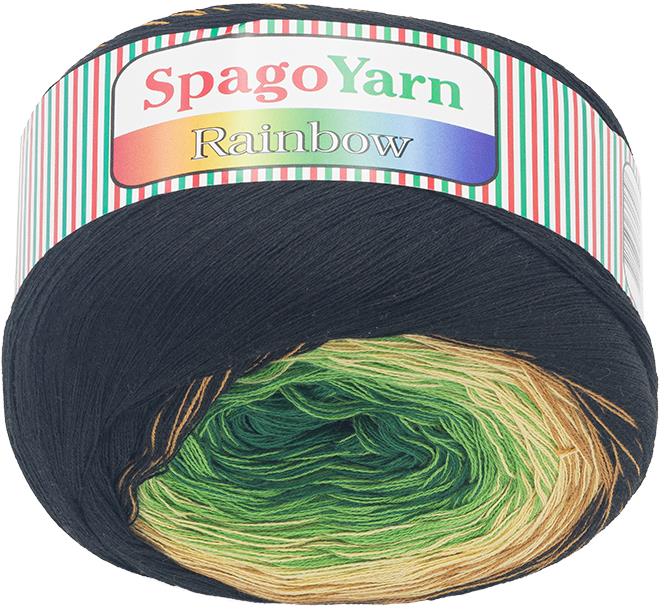 Bellatex Příze SpagoYarn Rainbow 250 g - 6 hnědá, zelená