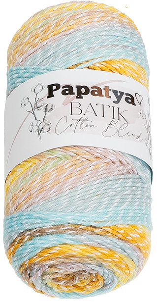 BELLATEX Příze Papatya Cotton Blend batik 100 g, 1001 bílá, růžová, modrá