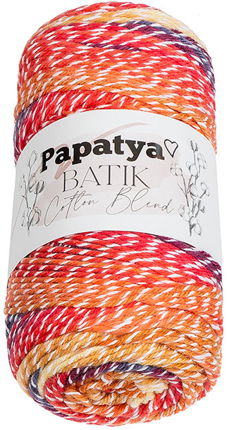 BELLATEX Příze Papatya Cotton Blend batik 100 g, 1009 bílá, oranžová, červená