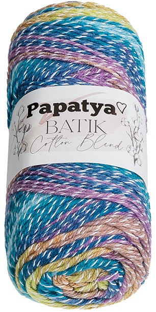 BELLATEX Příze Papatya Cotton Blend batik 100 g, 1010 bílá, fialová, modrá