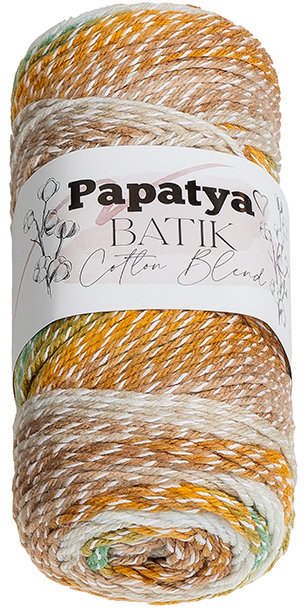 BELLATEX Příze Papatya Cotton Blend batik 100 g, 1011 bílá, hnědá, zelená