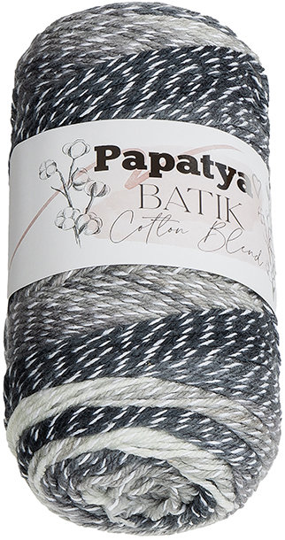 BELLATEX Příze Papatya Cotton Blend batik 100 g, 1013 bílá, černá, šedá