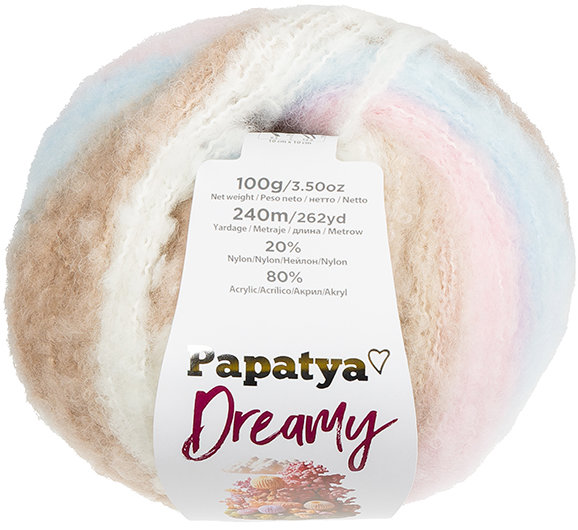 BELLATEX Příze Papatya Dreamy 100 g, 01 bílá, růžová, modrá, hnědá