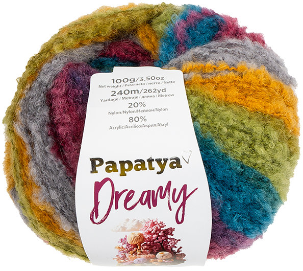 BELLATEX Příze Papatya Dreamy 100 g, 06 modrá, hořčicová, zelená, bordo, šedá