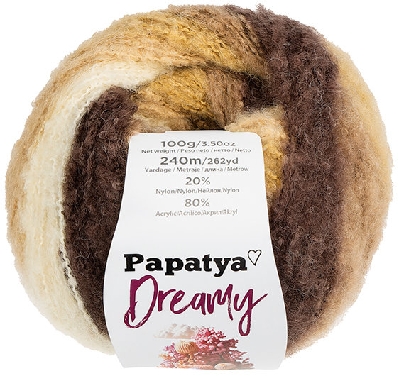 BELLATEX Příze Papatya Dreamy 100 g, 10 krémová, světle hnědá, tmavě hnědá