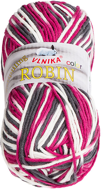 BELLATEX Robin color 100 g - 61 bílá, šedá, malinová
