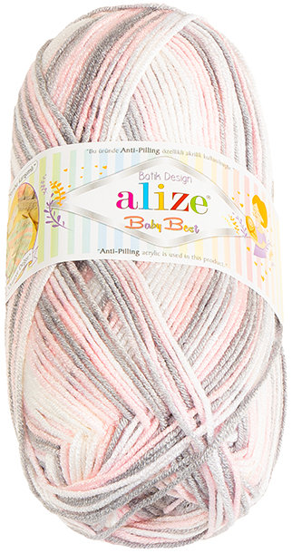 BELLATEX Baby Best Batik 100 g - 6664 růžová, šedá, bílá