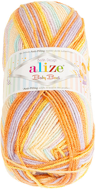 BELLATEX Baby Best Batik 100 g - 7931 žlutá, oranžová, fialová, modrá