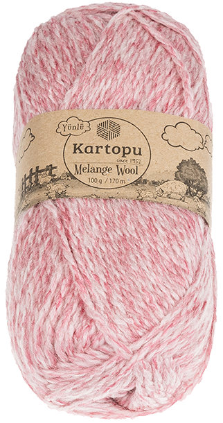 BELLATEX Příze Melange Wool 100 g - 9004 melír růžový
