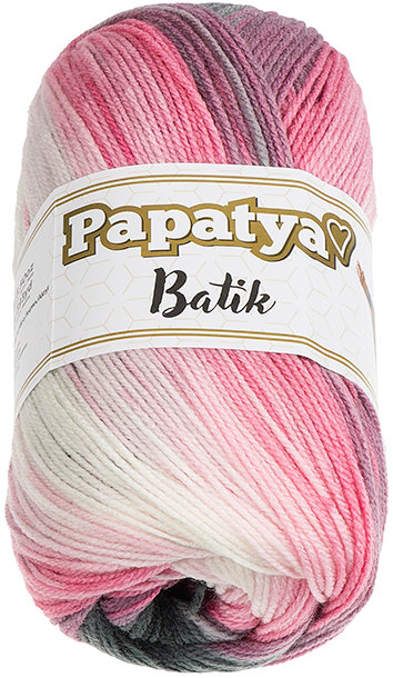 BELLATEX Příze Papatya Batik 100 g - 554-21 bílá,šedá, růžová
