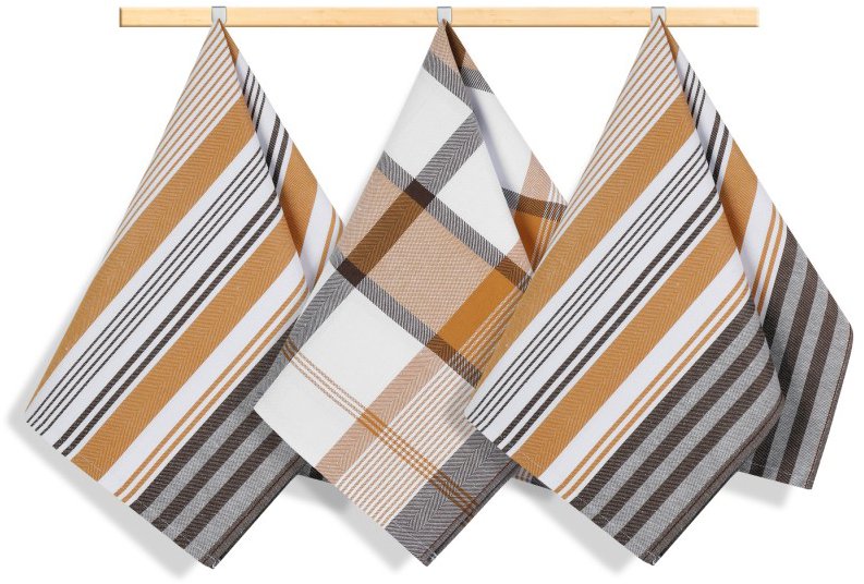 Bellatex Sada utěrek 3 ks 50 × 70 cm, 173 proužek hořčicová, hnědá