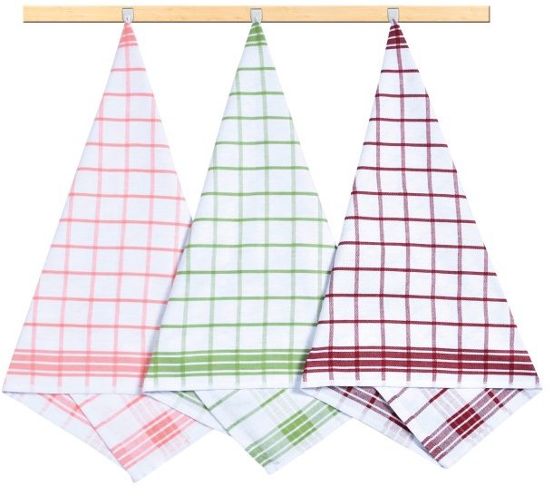Bellatex Sada utěrek 3 ks 50 × 70 cm, 133 kostka oranžová, zelená, vínová
