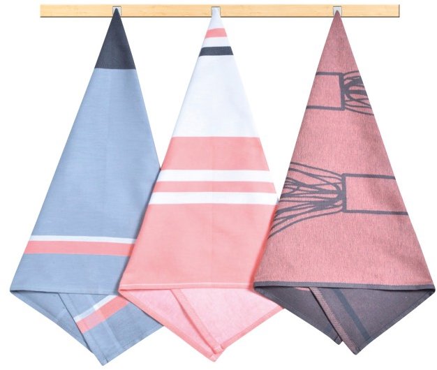 Bellatex Sada utěrek 3 ks 50 × 70 cm, 136 geometrie lososová