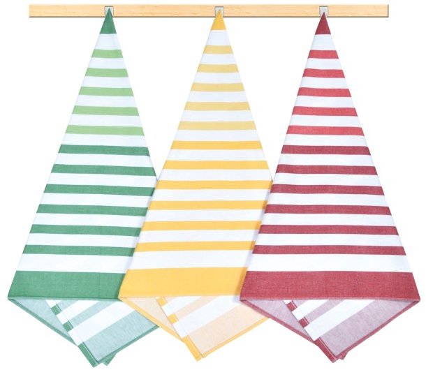 Bellatex Sada utěrek 3 ks 50 × 70 cm, 137 pruhy červená, zelená, žlutá