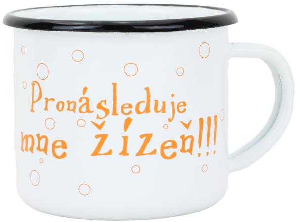 BELIS Smaltovaný hrnek 8 cm/0,35 l, bílý "žízeň" v krabičce