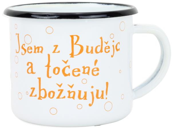 BELIS Smaltovaný hrnek 8 cm/0,35 l, bílý "točené" v krabičce