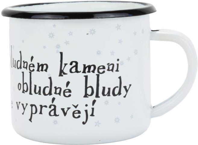 BELIS Smaltovaný hrnek 8 cm/0,35 l, bílý "kámen" v krabičce