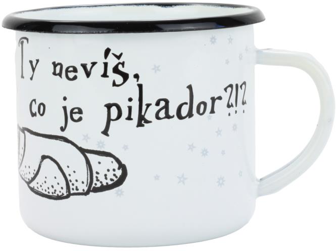 BELIS Smaltovaný hrnek 8 cm/0,35 l, bílý "ČB/pikador" v krabičce