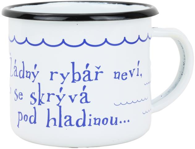 BELIS Smaltovaný hrnek 8 cm/0,35 l, bílý "voda" v krabičce