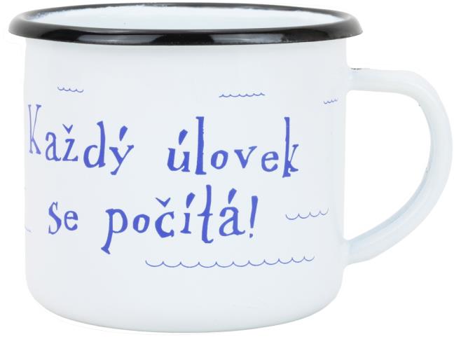 BELIS Smaltovaný hrnek 8 cm/0,35 l, bílý "kostra" v krabičce