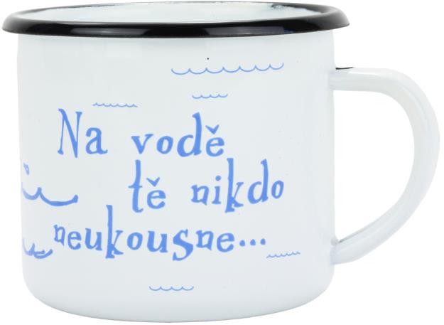 BELIS Smaltovaný hrnek 8 cm/0,35 l, bílý "vodák/voda" v krabičce