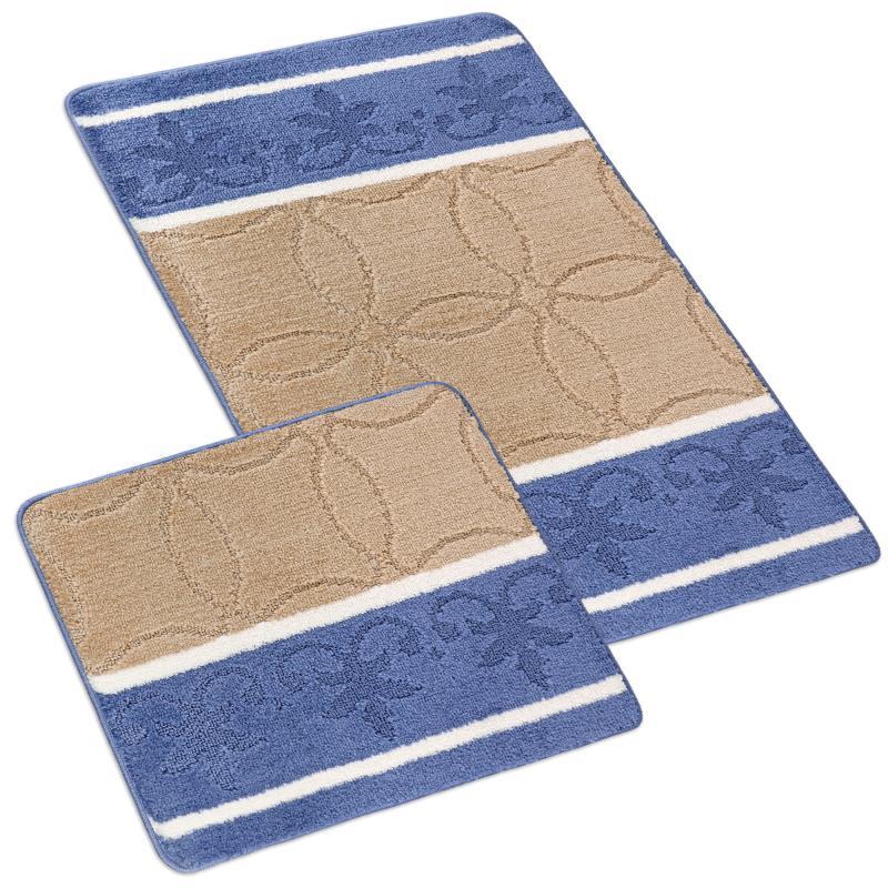 BELLATEX Sada Bany 60 × 100 cm + 60 × 50 cm ornament modrobéžový
