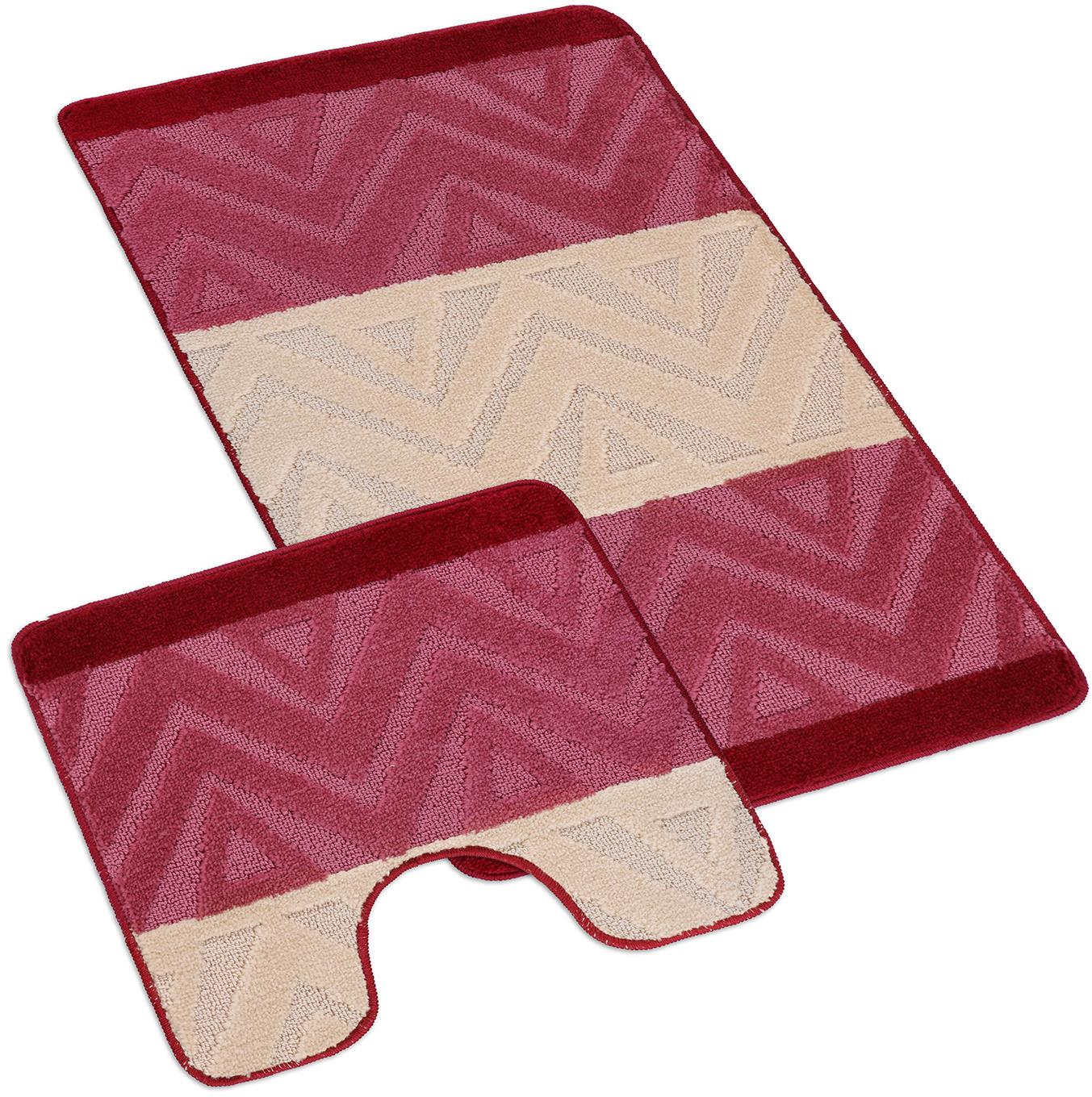 Bellatex Sada Bany 60 × 100 cm + 60 × 50 cm 810/004 vzor chevron burgundy