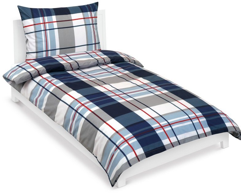 BELLATEX Povlečení bavlna 90 / 573 modrošedé káro 140 × 200, 70 × 90