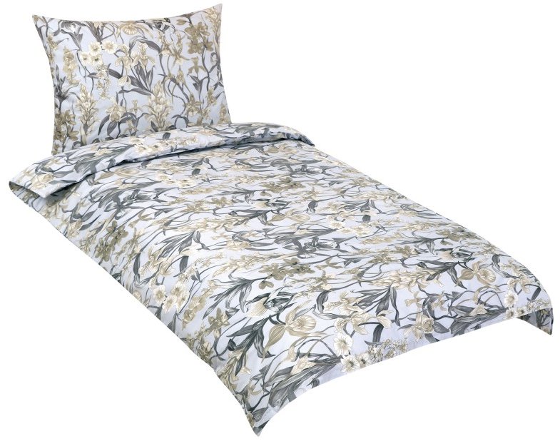 BELLATEX 90/951 Povlečení bavlna, 140 × 200 cm, 70 × 90 cm, orchidea šedá