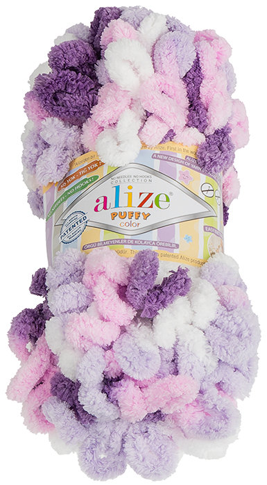 BELLATEX Příze Puffy color 100 g - 6305 bílá, růžová, fialová
