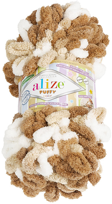 BELLATEX Příze Puffy color 100 g - 6398 bílá, béžová, hnědá