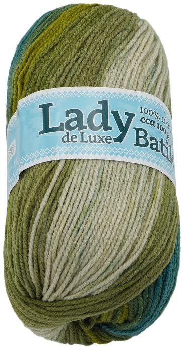 Bellatex s.r.o. Příze Lady de Luxe Batik 100g - 605 zelená, béžová