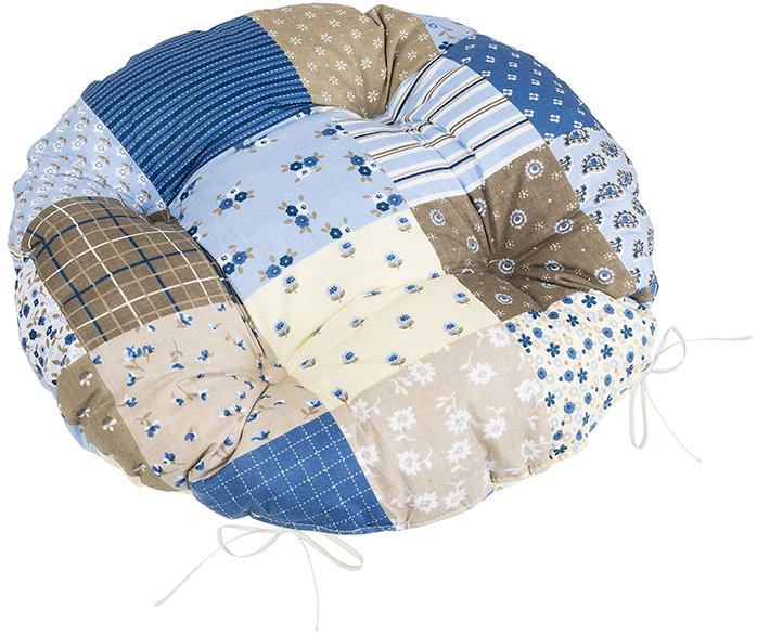 BELLATEX Adéla Sedák 62/240 kulatý prošívaný prům. 40 cm patchwork modrý