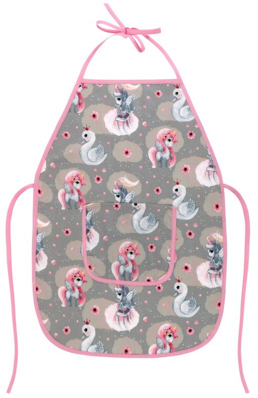 BELLATEX Zástěra dětská Adéla 47 × 60 cm ( 5-8 let ) 7850/087 jednorožec s labutí