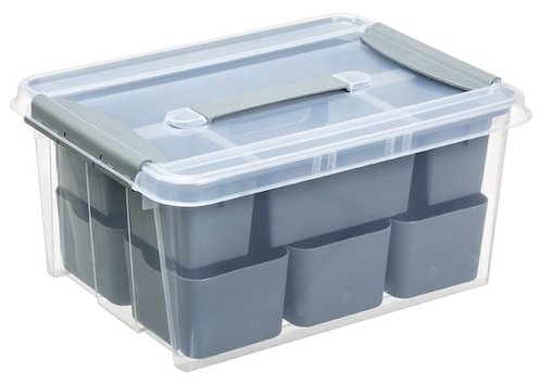 Plast Team Úložný box s přihrádkami a víkem 14 l